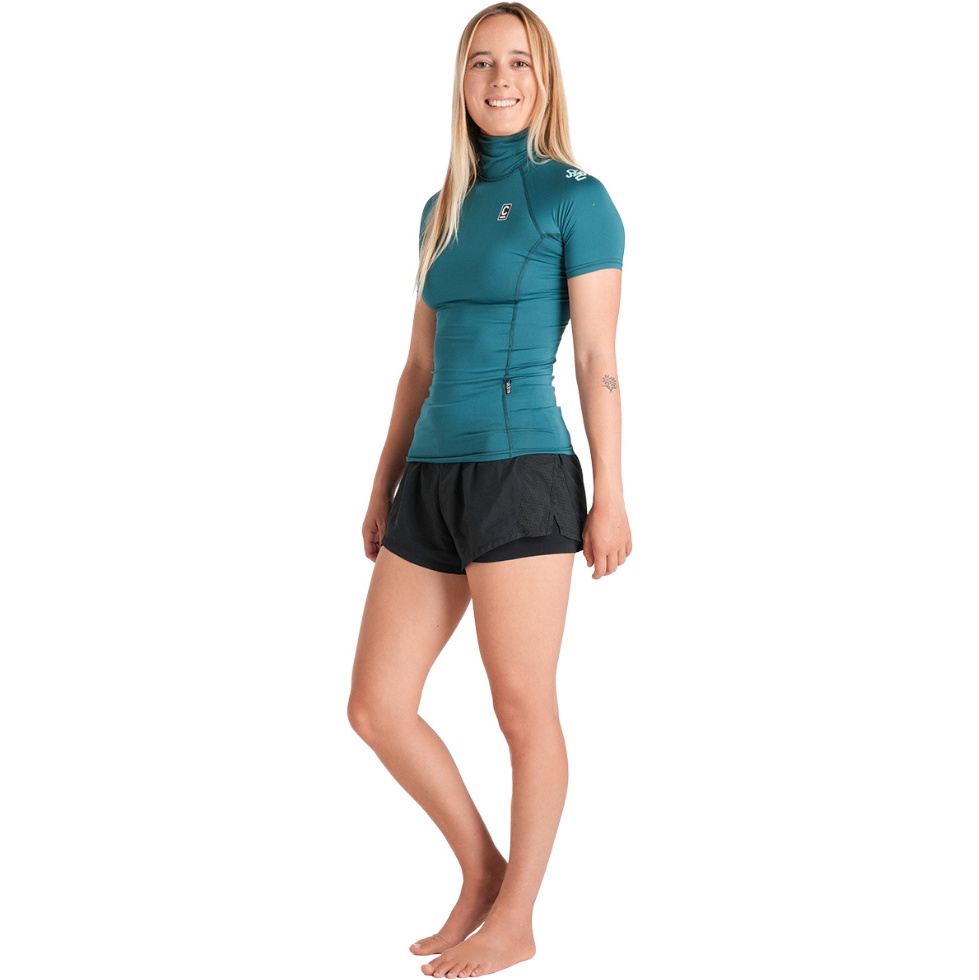 2026 C-Skins Womens Nuwave Rash X Short Sleeve Vest C-NLYSSWT - Emerald / Light Blue